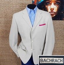 BACHRACH Men s 42R SPRING SUMMER-Weight Wool Sport Coat Cream Two-Tone Khaki