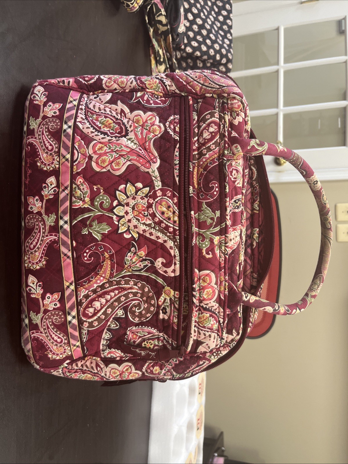 Vera Bradley Hand Bag Frannie in Rosy Posies Red Small Duffle Hand Bag