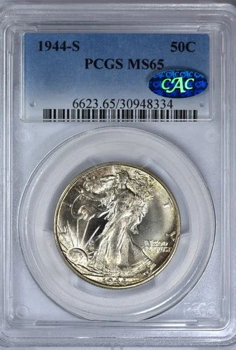 1944-S Walking Liberty Half Dollar PCGS CAC MS65 ORIGINAL 50C COIN FREE SHIPPING