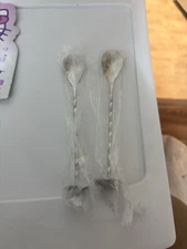 Set of 2 Stainless Steel Twisted Handle Long Spoons Kitchen Utensils