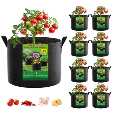 10 Gallon Grow Bags 8 Pack   300G Thickened Fabric Plant Pots with Reinforced...