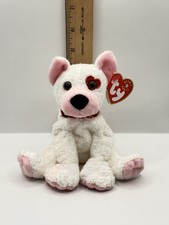 Ty ( Cupid )2001 Beanie Baby White And Pink Dog With With Heart On Eye