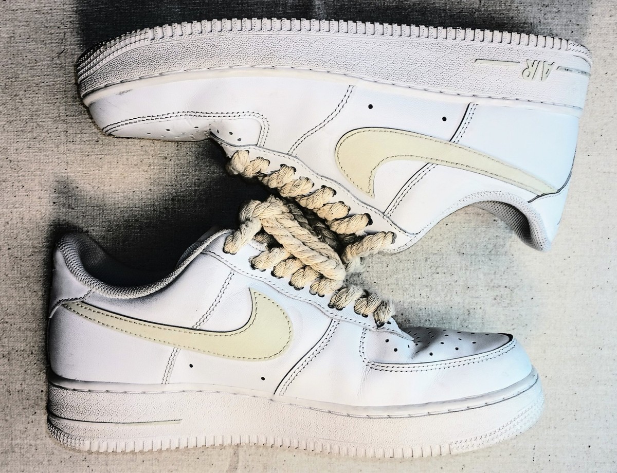 Nike Air Force 1 Low with Custom Rope Laces White & Cream Mens