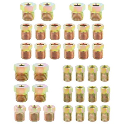 Brake Line Fittings Assortment For 3/16'' and 1/4'' Tube Fitting Kit Nuts 35 PCS #