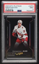 2020-21 O-Pee-Chee Platinum VIP Black Achievements Sebastian Aho PSA 9 MINT 02lp