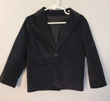 ZARA Boys' 4-5 Years Black Blazer VelvetJacket 110 cm Button Blended Fabric
