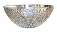 Vintage-New Cut Crystal Glass Bowl Diamond Star Pattern 9 I”Serving Dish Clear