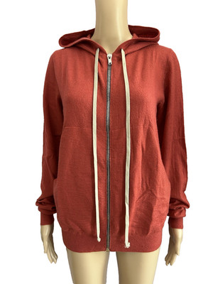 RICK OWENS F/W 2021 Pure Cashmere Full Zip Hoodie Carnelian SMALL BNWT RARE