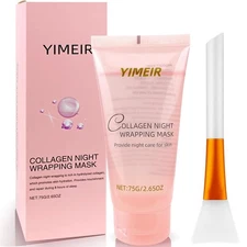 Collagen Night Wrapping Mask with Brush - Hydrolyzed Collagen, Tightening, Hydra