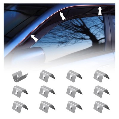 VKQTS 12PCS Rain Deflectors for Car Windows 0.79*0.60*0.39 inch, Silver 