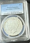 Key Date 1934-S PCGS Peace Dollar PCGS Genuine Cleaned - fine detail