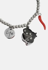 Bracciale Donna Brosway Chakra BHKB130 Portafortuna in Acciaio Silver e Nero Gufo