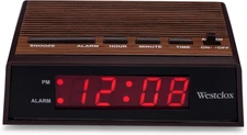 Retro Wood Style Easy To Read Super Bright Small Night Table Alarm Clock