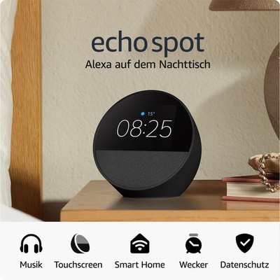 Amazon Echo Spot (neueste generation), smarter Wecker mit sattem Klang und Alexa