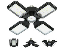 Folding LED Garage Ceiling Lights with 4 Adjustable Panels for Workshop-All Size