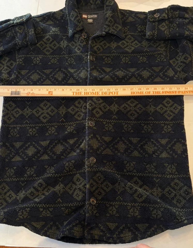Chaqueta grande Banana Republic Cabinwear Aztec Southwest para hombre verde azul Foto 4 de 4