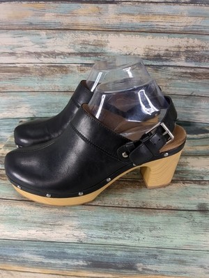 Clarks Ledella York Clog Black Womens 8 Buckle Strap Leather