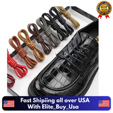 Waterproof Cotton Waxed Shoelaces Round Rope Boots Shoes 1 Pair
