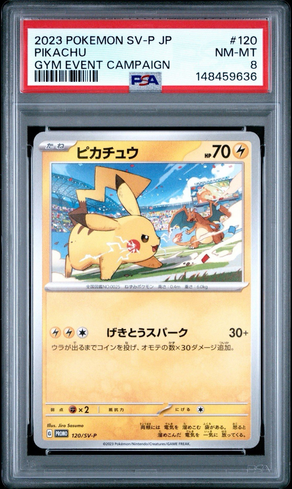 2023 POKEMON JAPANESE SV-P PROMO | GYM EVENT CAMPAIGN  PIKACHU 120 PSA 8