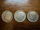 Lot of 3 90% Silver Roosevelt Dimes 10C Circulated 1950 1950D 1950 S
