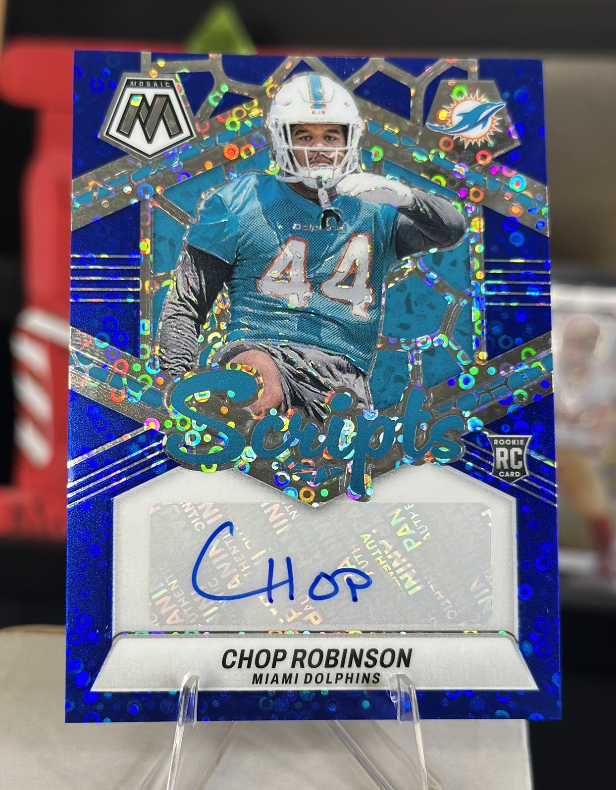 2024 Panini Mosaic Rookie Scripts No Huddle Blue Prizm Chop Robinson Auto RC