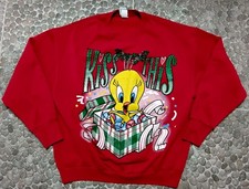 Looney Tunes Vtg 90's Tweety Bird Kiss This Christmas Ugly Sweatshirt 18/20W USA