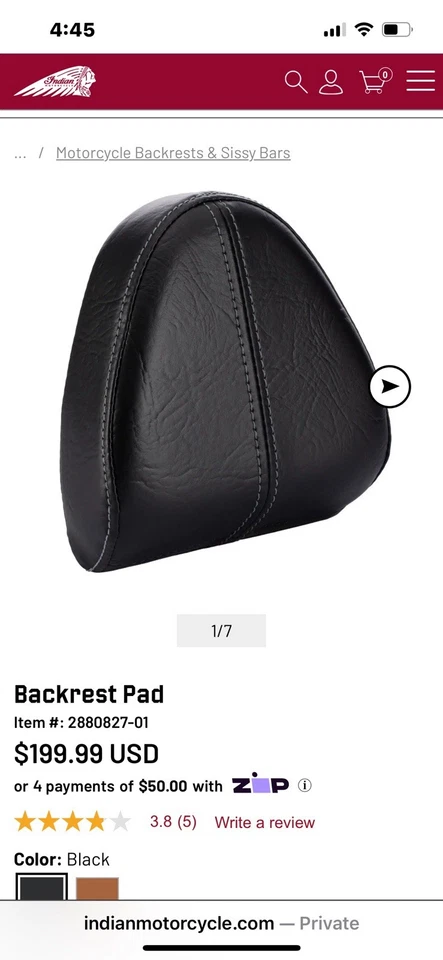 Barra y respaldo Sissy 18-24 Indian Scout OEM Foto 4 de 4