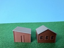 2x N Gauge Shed Workshop Log Cabin 3DPrinted Model Railway Scenery Unpainted