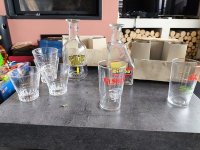 SET BISTRO KARAFFEN RICARD SUZE PAMPRYLGLÄSER BIER LA SLAVIA SCHUTZ 60er JAHRE
