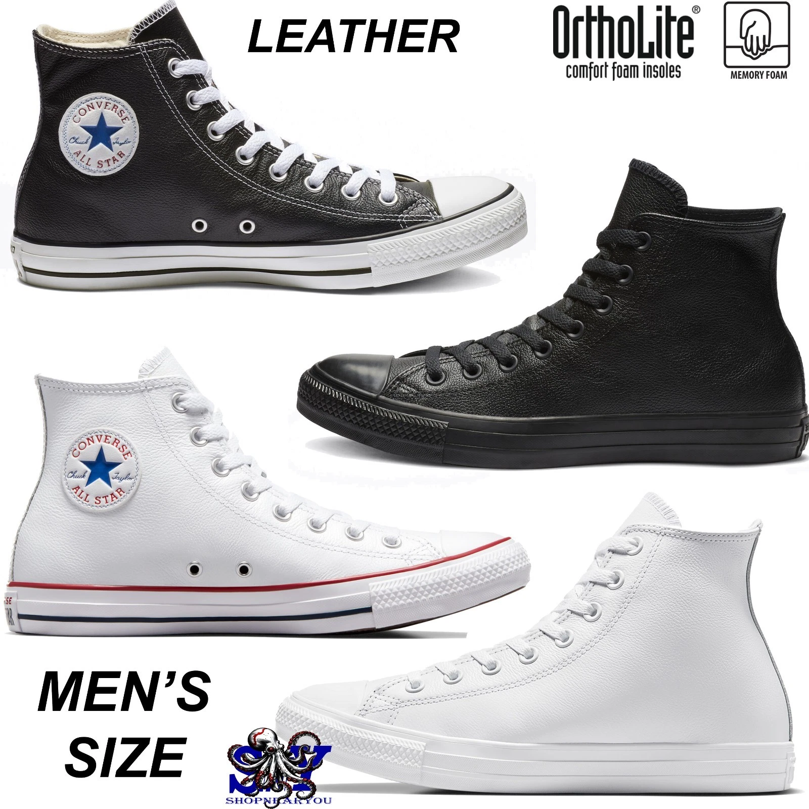 CONVERSE Chuck Taylor Men's Hi Top Premium Leather Sneakers Shoes Kicks New NIB
Opens in a new windo