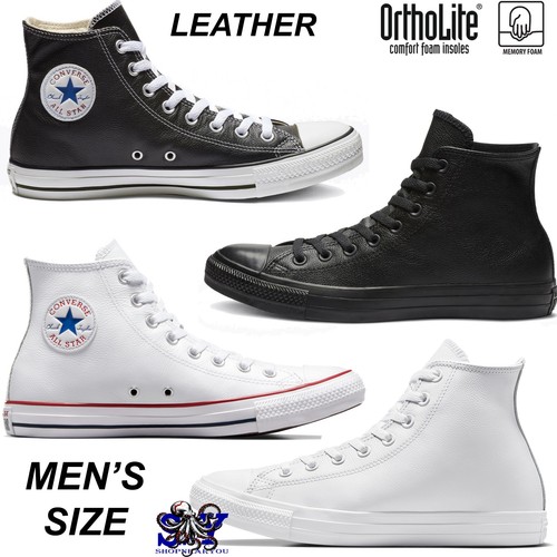CONVERSE Chuck Taylor Men's Hi Top Premium Leather Sneakers Shoes Kicks New NIB