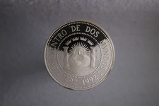 1991 ARGENTINA SILVER PROOF RARE 1000 AUSTRALES IBERO AMERICAN 2 WORLDS 5000 PCS