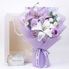 Crochet Flowers Bouquet - Handmade Knitted Crochet Flower Bouquet with Roses