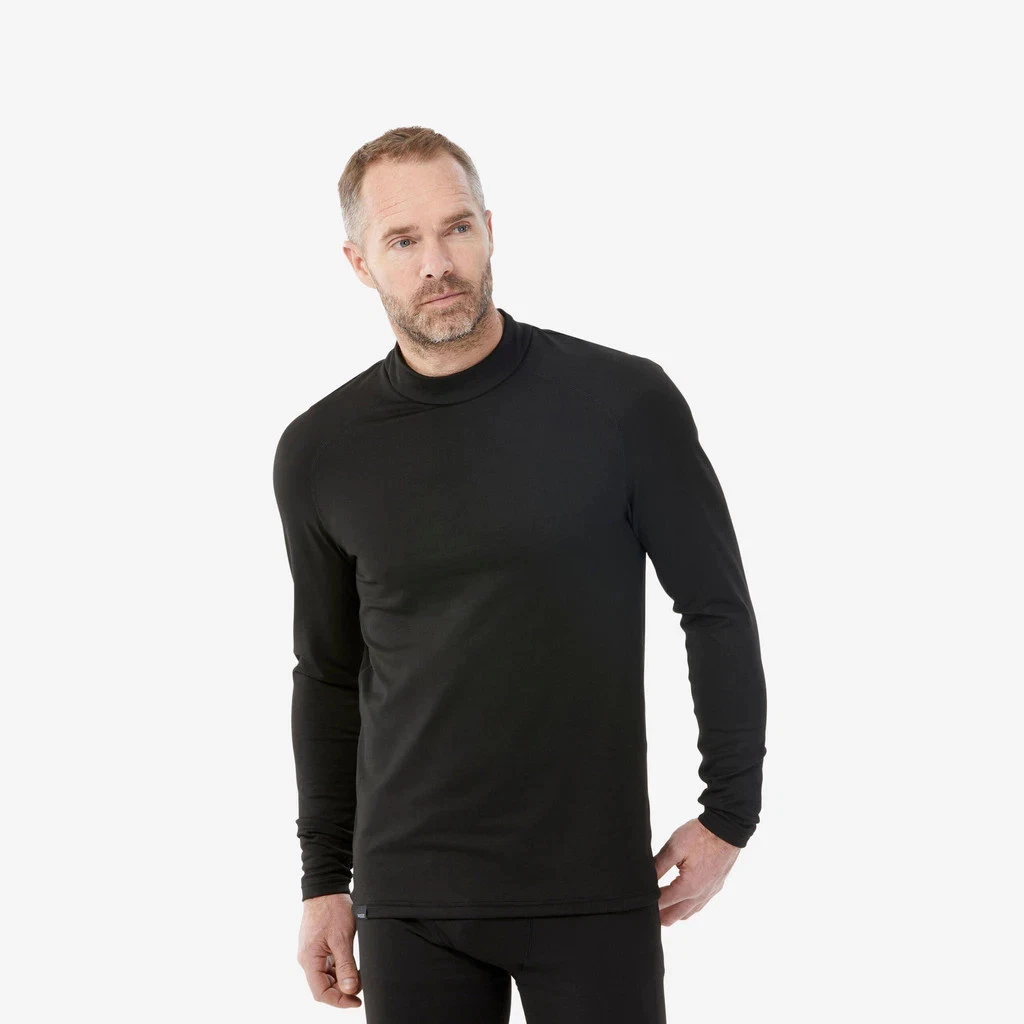 Decathlon Sports Snow Men's Ski Base Layer Top Winter (Warmth , Breathable)Black