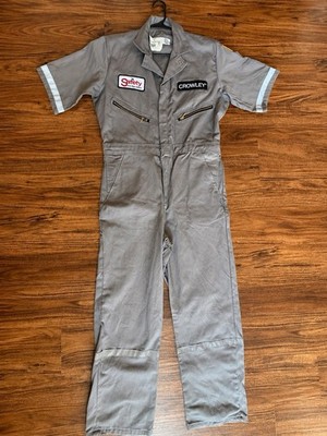 Red Kap Coveralls Gray Short Sleeve 2-RG Work Uniform Crowley Safety Patch