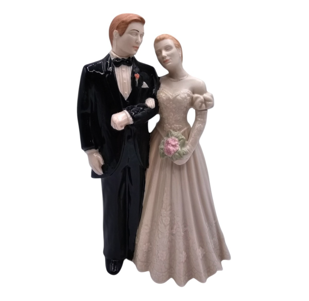 Vintage 1960s Bride and Groom Hand Painted Porcelain Figurine