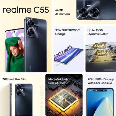 realme C55 RMX3710 Factory Unlocked-4G LTE-Dual SIM 8GB RAM 128GB