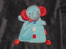 Fisher Price Baby Blue Elephant Rattle Stuffed Plush Toy Security Blanket Tags