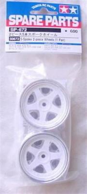 Tamiya 26mm 5-Spoke 2-Piece White/Chrome Wheels