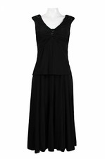 Alex Evenings Ruched Beaded Midi Popover Dress Size 12 14 Black NWT 209