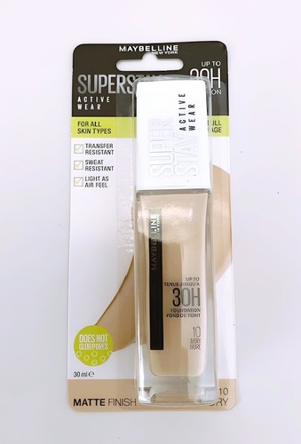 3 x Maybelline SuperStay Active Wear 30HR Foundation 10 IVORY 30ml - Brand New - Picture 2 of 3