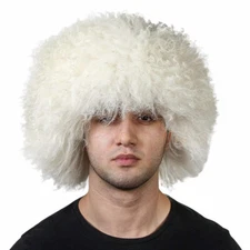 Mens Real Mongolian Lamb Fur Bucket Papakha Hat Winter Warm Hat Cap Headgear Hot