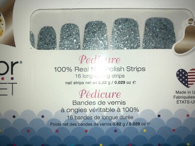 Color Street DEEP OCEAN 100% Nail Strips Pedicure Blue/Gray Glitter