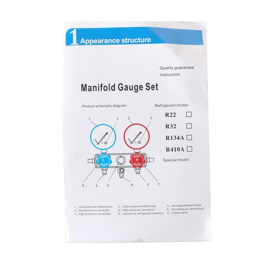 AC Manifold Gauge Set AC Gauge Set Car HVAC Gauges with Hoses, R410a