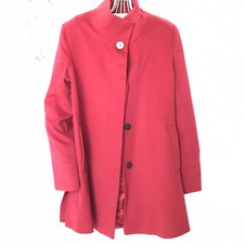 Fleurette Placket Front Wool Car Coat Currant, Size 12 (list$1049) New