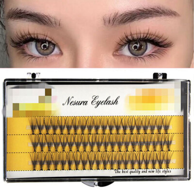 60 Cluster Knstliche Wimpern Flare Einzeln C Locken Geknotet Knoten Gratis  *J | eBay.de