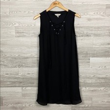 Krazy Kat Vintage Black Lace Front Vneck sleeveless Dress size medium