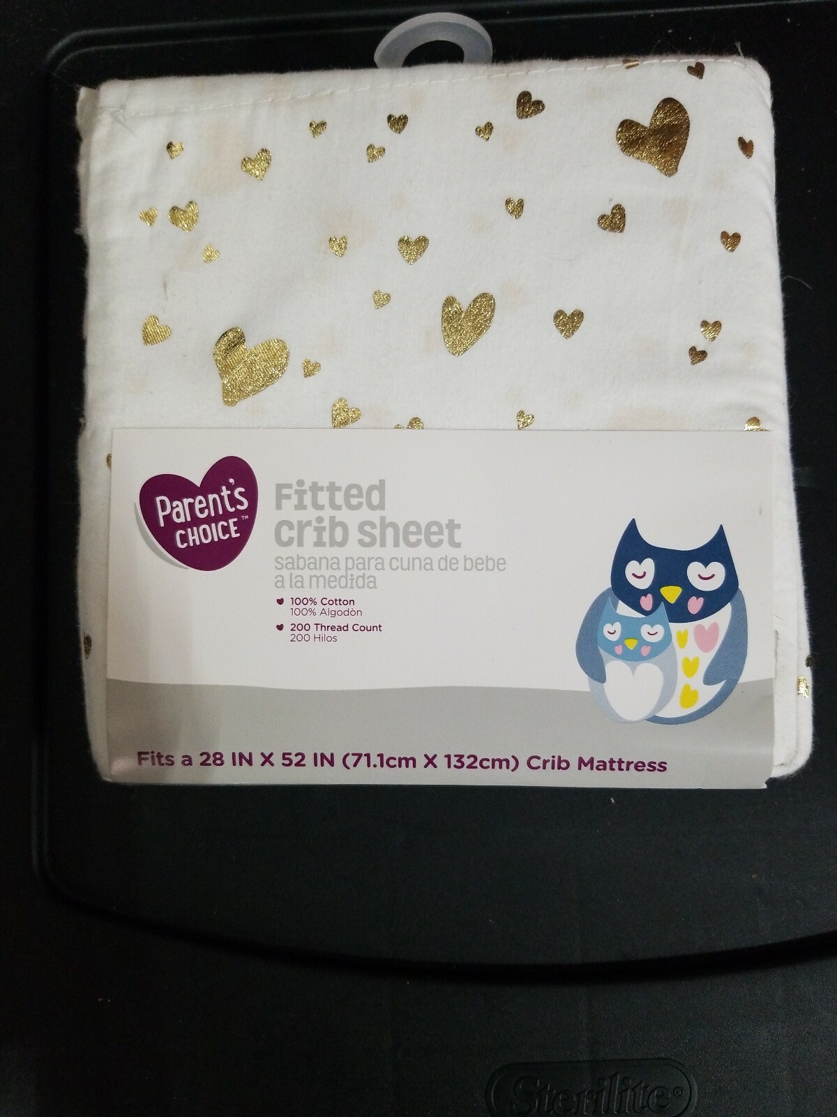 white and gold crib sheet