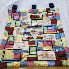 Grandma Photo Pocket Wall Hanging Patchwork Quilt Embroidered 27X30"