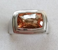 Massive Silber Ring 925 mit elegante groß Citrin, Gr.66,  11,60g , Top 